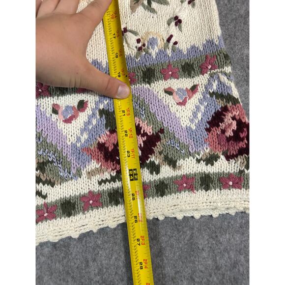 Vintage 90s Paul Harris Floral Sweater Womens S Knit Fair Isle Cozy Cottagecore - Picture 5 of 5